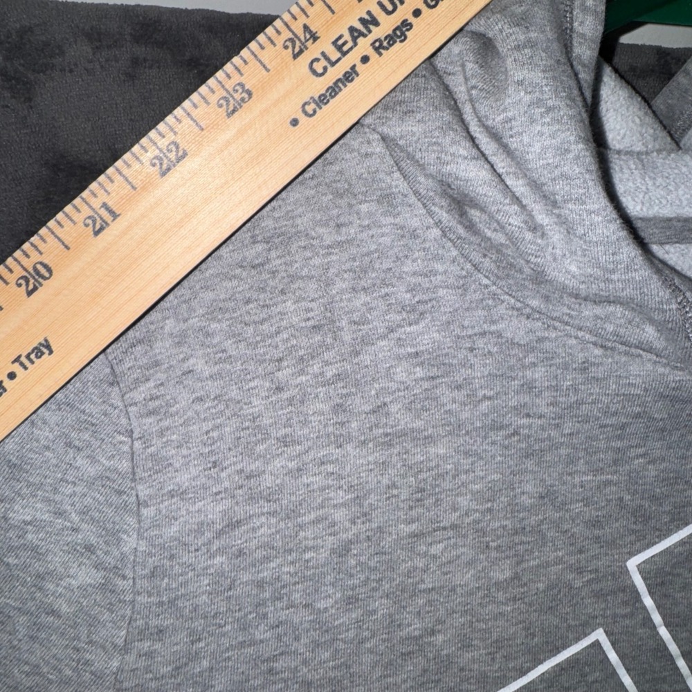 Kids Large Adidas Pullover Hoodie Gray Excellent Fleece Graphic Sweatshirt - Picture 6 of 7